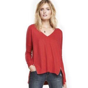 Express Red V-Neck Sweater With Side Zips Womens Size XS winter fall christmas